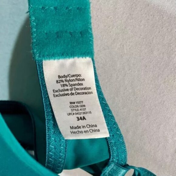 Simply Basic Women's 34A Gem Green Padded Underwired Support Everyday Wear NWT - Picture 7 of 10